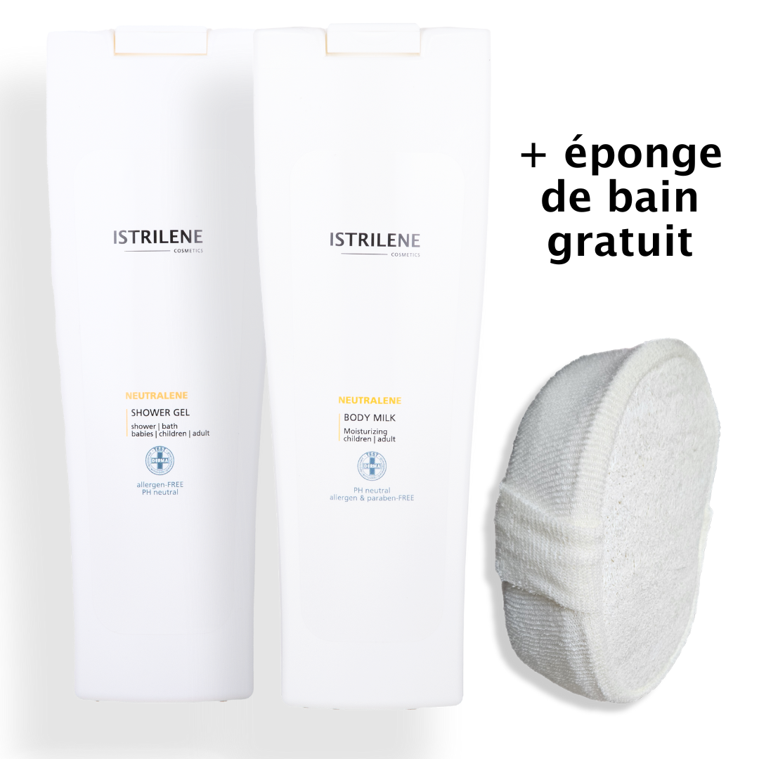 Lait corporel, gel douche et éponge bain/douche Neutralene