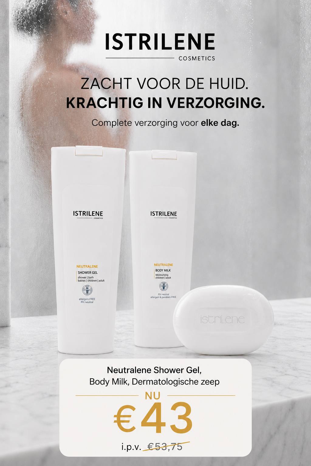 Neutralene 3-Pack – Douchegel, Bodymelk & Dermatologische Zeep
